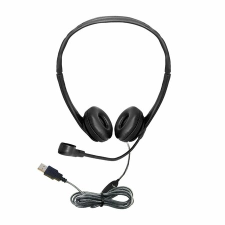 HAMILTONBUHL WorkSmart Personal Headset, USB with Steel-Reinforced Gooseneck Microphone, Leatherette Ear Cushions WS2BK